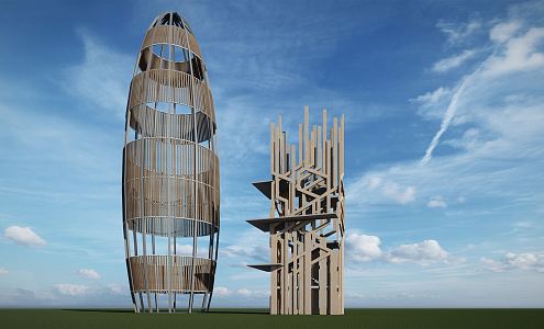 Modern Watchtower View Tower View Tower View Platform 3d model