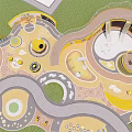 Fun Safe Children's Play Area with Slides Swings Climbing Frames and Colorful Lawn Design