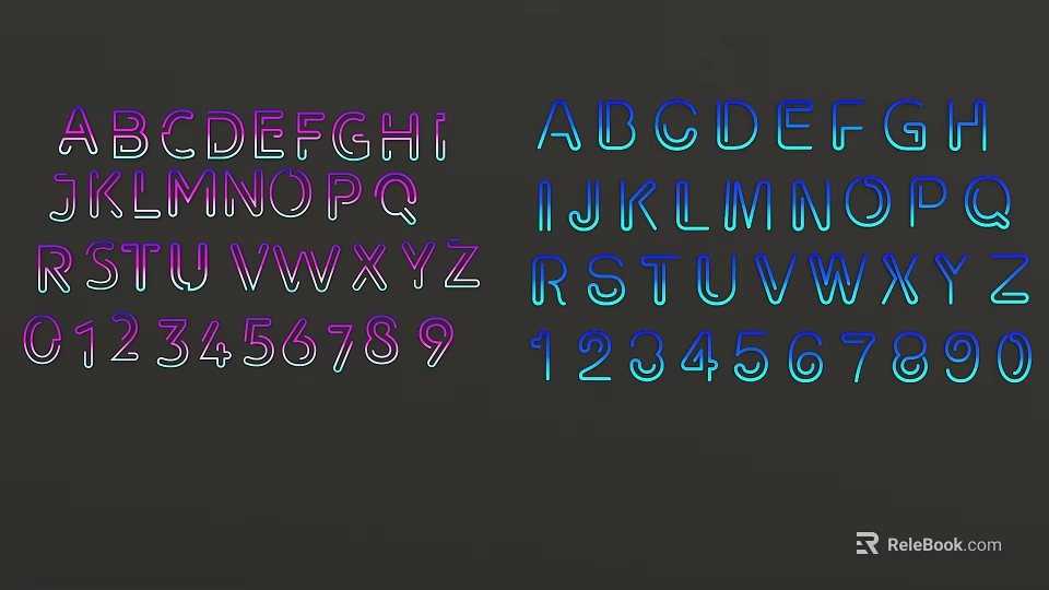 Illuminated Colorful Decorative Lights with Alphabet Letters and Numbers Design for Indoor Decoration 3d model 