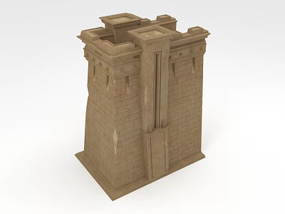 Decorative Ancient Brick Architectural Component With Layered Structure And Tower Design 3d model