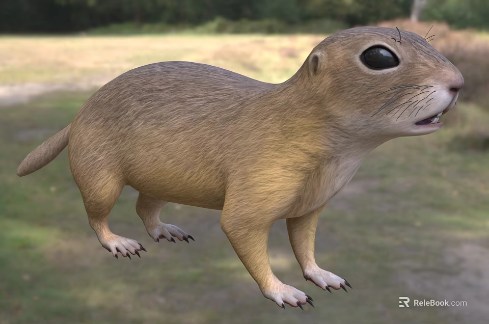 Reptile Lizard In Natural Grassland Habitat With Green Woodland Background 3d model