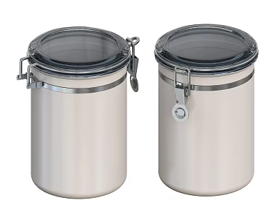 Stainless Steel Spice Jars with Transparent Lids and Metal Clamp for Kitchen Storage 3d model
