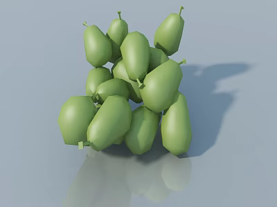 Garden Landscape With Green Pear Shaped Objects Smooth Surface Shadow And Reflection 3d model