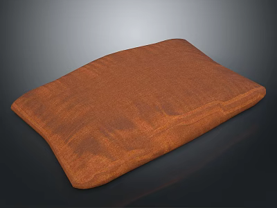 Comfortable Orange Fabric Cushion With Textured Design For Home Furniture 3d model