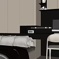 Modern Tatami Bedroom With Tatami Bed Pillows Desk Computer And White Cabinets