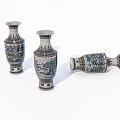 Ceramic Vases with Traditional Colorful Patterns in Standing and Lying Positions