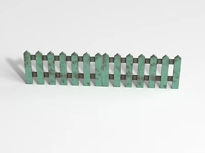 Green Wooden Picket Fence With Rustic Weathered Design For Garden Decoration 3d model