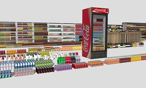 Modern Shelf Supermarket Shelf Beverage Wine Refrigerator 3d model