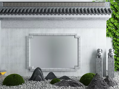 New Chinese style landscape sketch courtyard landscape archway 3d model