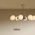 Poliform Modern Chandelier with White Spherical Glass Shades and Metal Frame