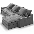 Modern L Shaped Sofa Design With Orange Gray White Cushions For Living Room