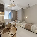 Modern Neutral Tones Open Plan Living And Dining Room With Integrated Functional Kitchen Interior Design
