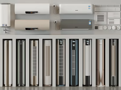 Multiple Models of Stylish Air Conditioner Fans with Modern Designs and Color Options 3d model