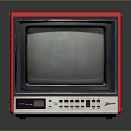 Red Vintage Television With Black Screen And Control Panel On Black Surface