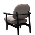 Modern Upholstered Armchair With Beige Seat And Back Cushion And Dark Wooden Arms Legs