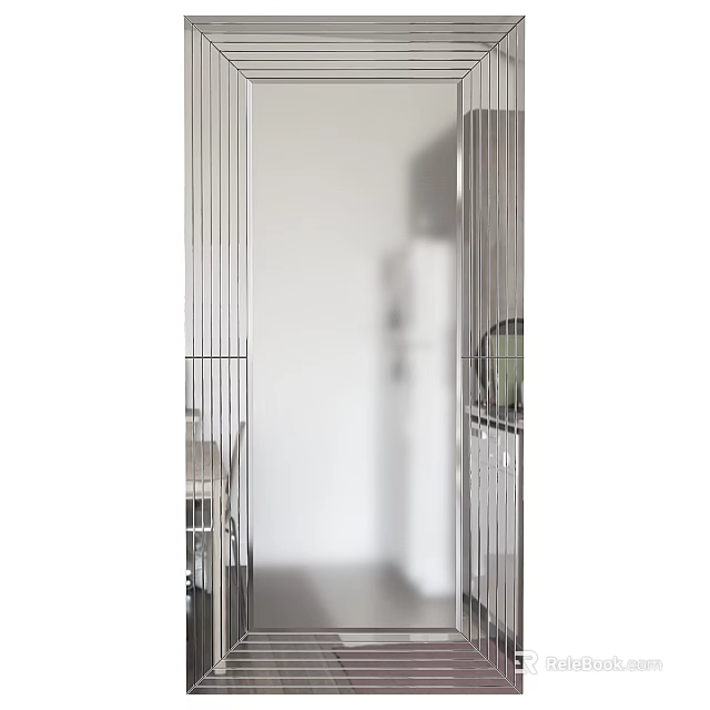 Modern Interior With Stylish Metal Frame Mirror And Decorative Furniture Elements 3d model 