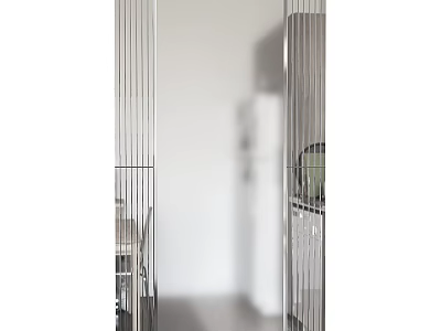 Modern Interior With Stylish Metal Frame Mirror And Decorative Furniture Elements 3d model