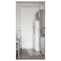 Modern Interior With Stylish Metal Frame Mirror And Decorative Furniture Elements
