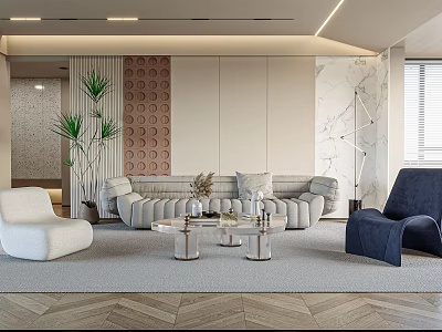 Modern Living Room Interior Design With Sofa Coffee Table Plant And Area Rug 3d model