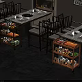 Functional Dining Tables With Circular Hot Pot Area And Wheeled Food Carts In Restaurant