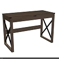 Modern Light Wooden Desk With Single Drawer And Black Crossed Legs