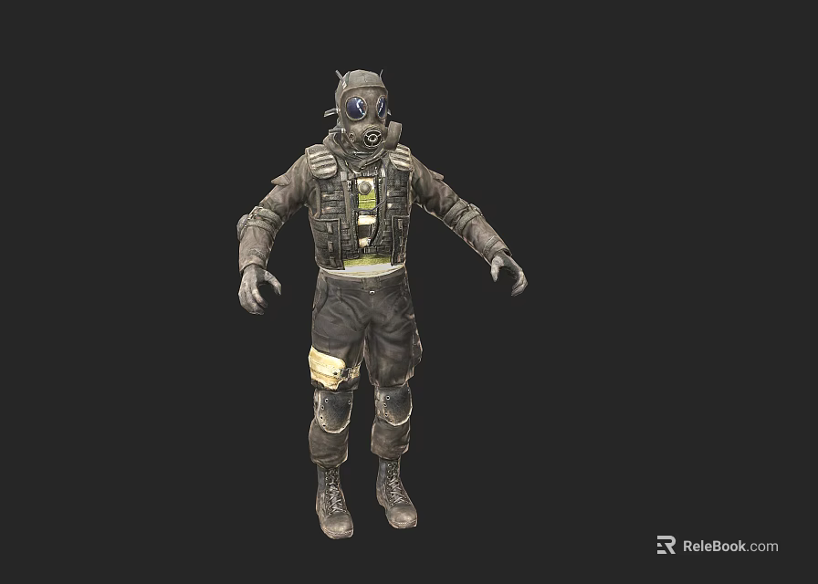Realistic Game Movie Character Wearing Tactical Protective Suit With Helmet And Gear 3d model 