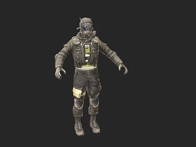 Realistic Game Movie Character Wearing Tactical Protective Suit With Helmet And Gear 3d model