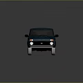 Blue Vintage Compact Car With Retro Square Body And Black Windows