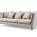 Modern Beige Three Seater Sofa With Soft Cushions And Elegant Design 3d model