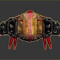 Mechanical Creature Character Featuring Red Gold Armor Spikes And Sharp Claws