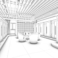 Wooden Doors And Windows Showroom Interior With Marble Floor And Comfortable Chairs