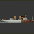 Detailed Ship Models Showing Complete Vessel And Cross Section With Red Hull And White Structure