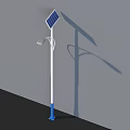Outdoor Solar Street Light With White And Blue Pole And Solar Panel