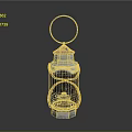 Decorative Lantern Featuring Metal Ring Copper Top Black Patterned Body And Golden Edges