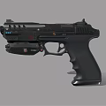 Black Modern Tactical Pistol With Ergonomic Grip And Tactical Attachments Design