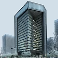 Modern High Rise Office Building With Glass Curtain Walls Sleek Lines And Urban Skyline