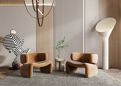 Modern leisure sofa combination single chair 3d model