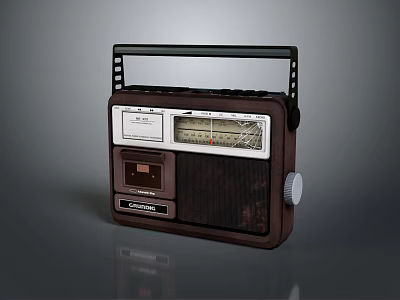 Vintage Brown Sharp Radio With Retro FM Tuner Cassette Player And Handle 3d model