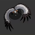 Mythical Character 3D Model With White Black Wings And Spear On Black Base