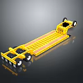 Yellow Heavy Duty Flatbed Trailer with Multiple Wheels and Flat Loading Platform 3d model