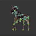 Mechanical Unicorn Robotic Creature With Metal Structure And Tech Inspired Design