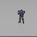 Sci Fi Robot Character With Detailed Mechanical Design Blue Red Silver Armor Holding Sword