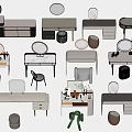 Modern Dressing Tables With Different Designs Mirrors Drawers And Stools 3d model