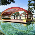 Modern Waterfront Colored Gallery Frame Lakeside Rest Pavilion Ecological Pin Landscape Pavilion 3d model