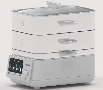 Toshiba Multi Layer Drawer Design Electric Steamer Kitchen Appliance With Digital 3d model