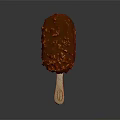 Delicious Chocolate Coated Ice Cream Bar With Crunchy Nut Pieces On Wooden Stick