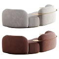 Modern Sectional Sofa with Curved Design and Golden Metal Accents in Two Colors