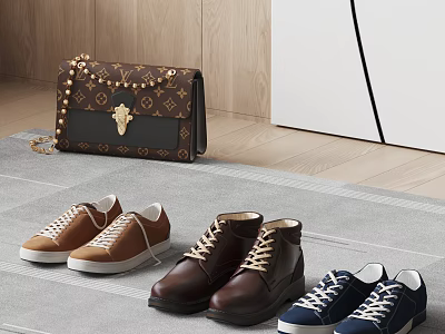 Assorted Stylish Shoes Showcased In Modern Space 3d model