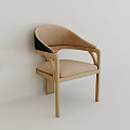 Modern Single Armchair With Wooden Frame Beige Cushion And Black Backrest