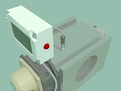 Industrial Equipment With White Control Panel Red Button And Gray Main Body 3d model